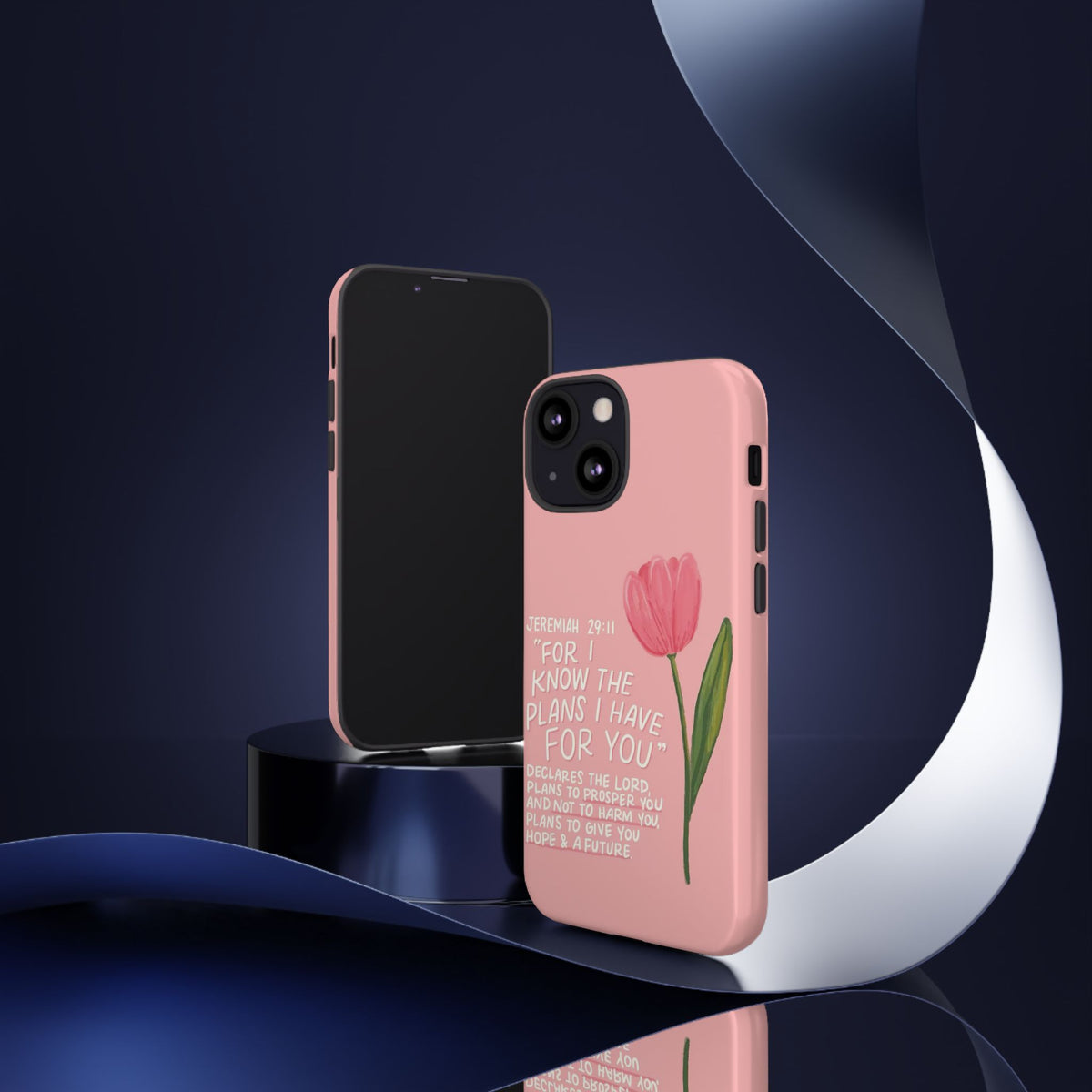 Christelijk telefoonhoesje Ik ken de plannen roze mat
