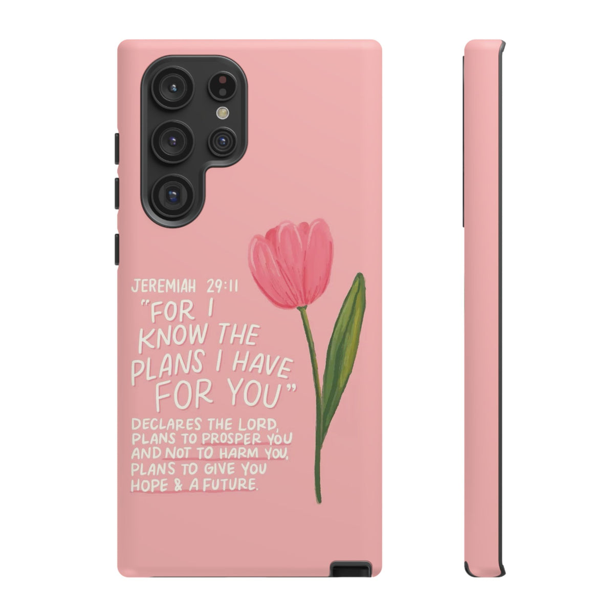 Christelijk telefoonhoesje Ik ken de plannen roze mat