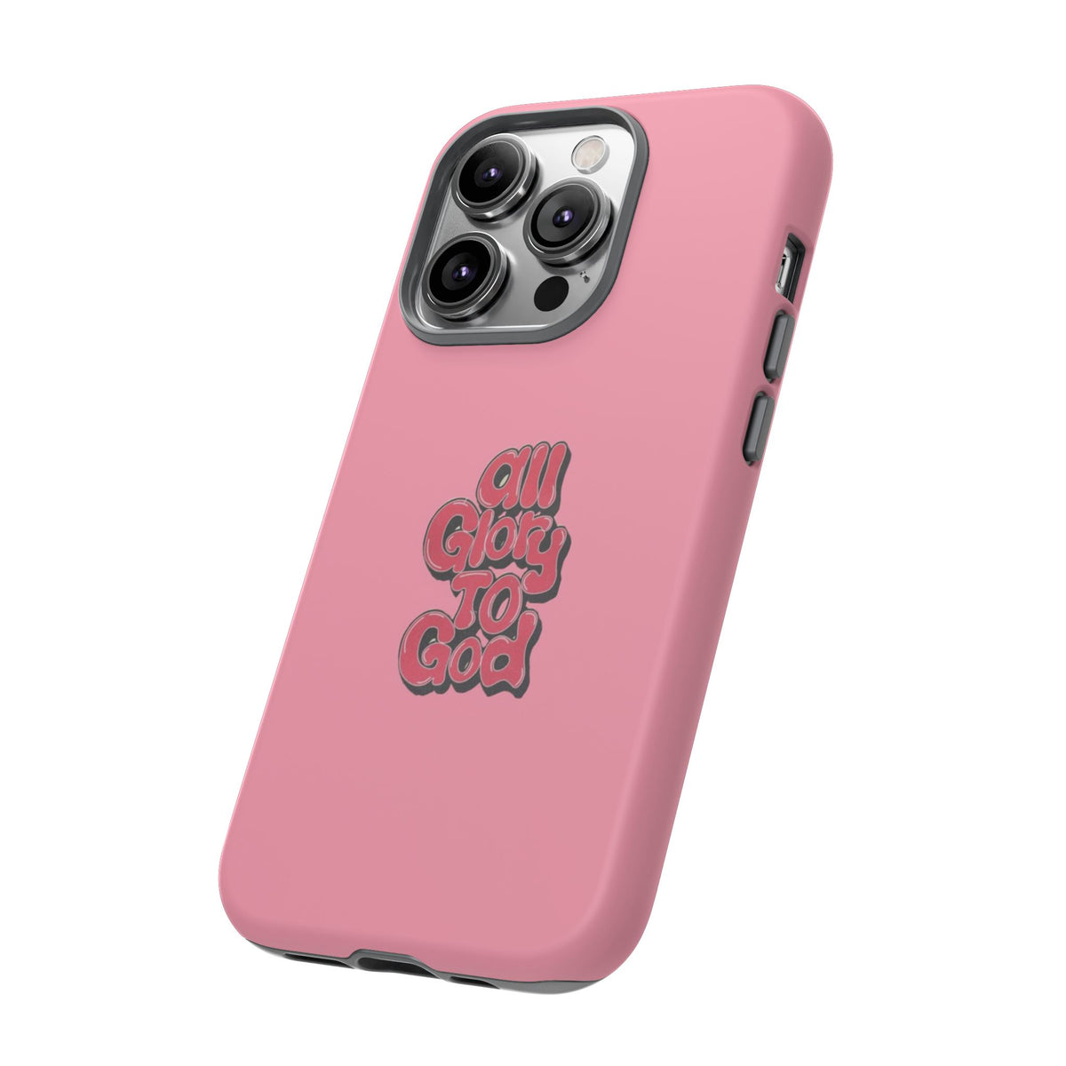 Christelijk telefoonhoesje Alle eer aan God roze mat