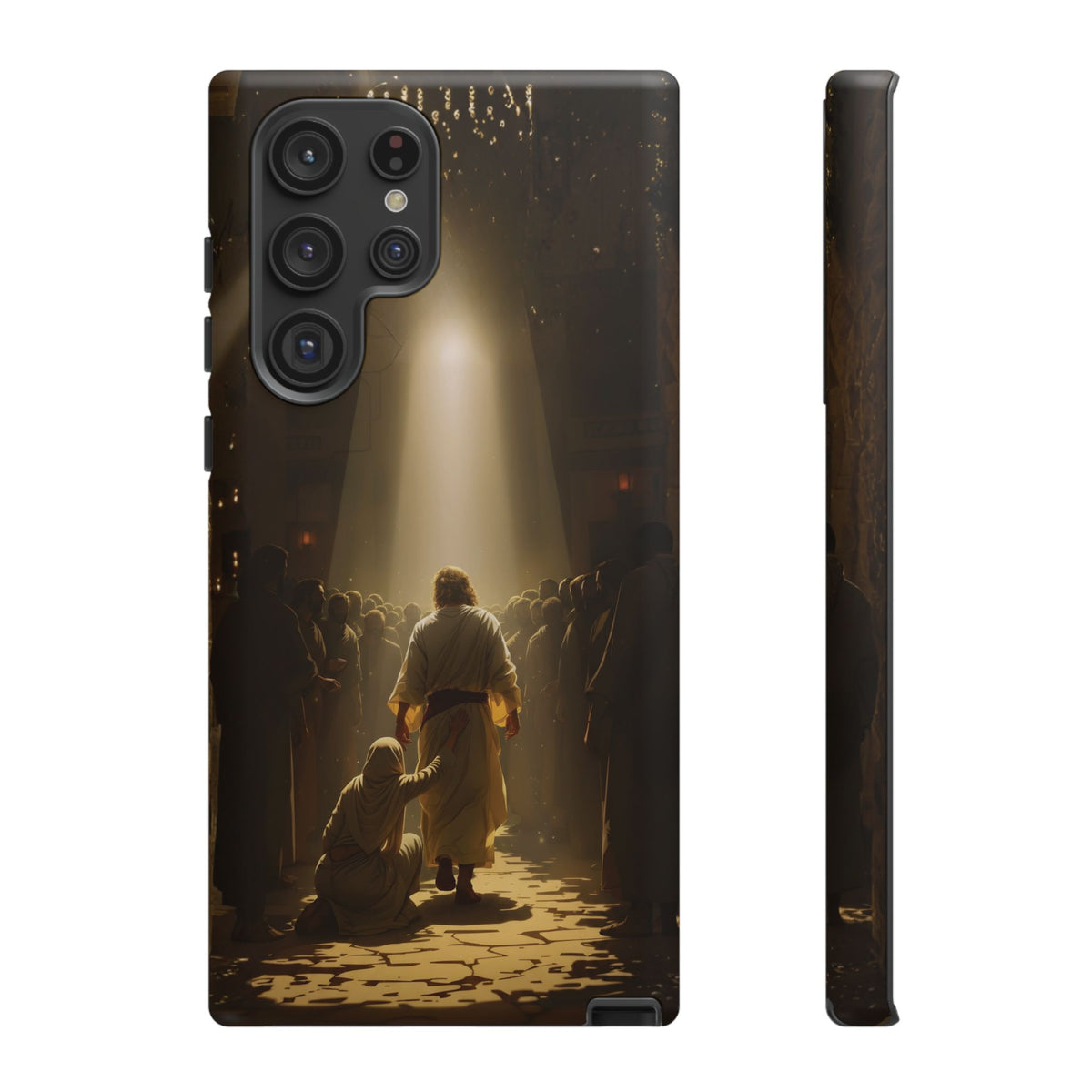 Christelijk telefoonhoesje Aangeraakt door geloof bruin mat