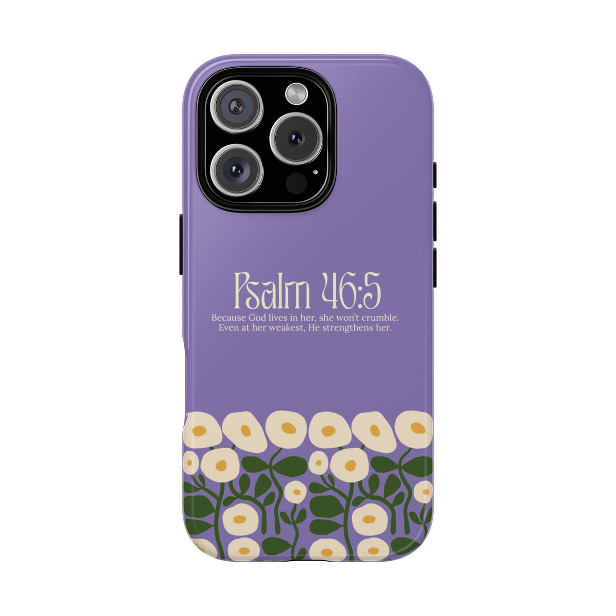 Christelijk telefoonhoesje God woont in haar lila mat