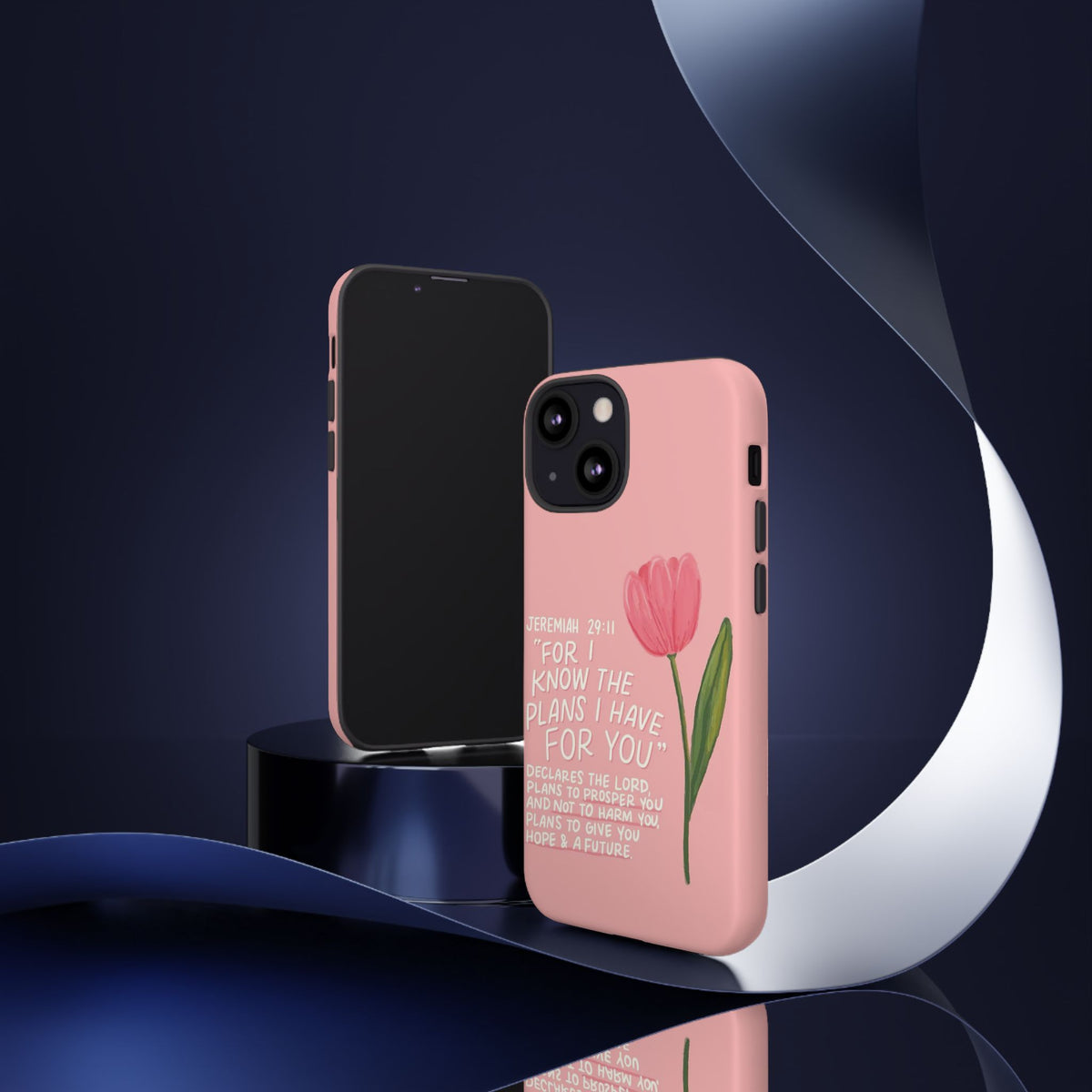 Christelijk telefoonhoesje Ik ken de plannen roze mat