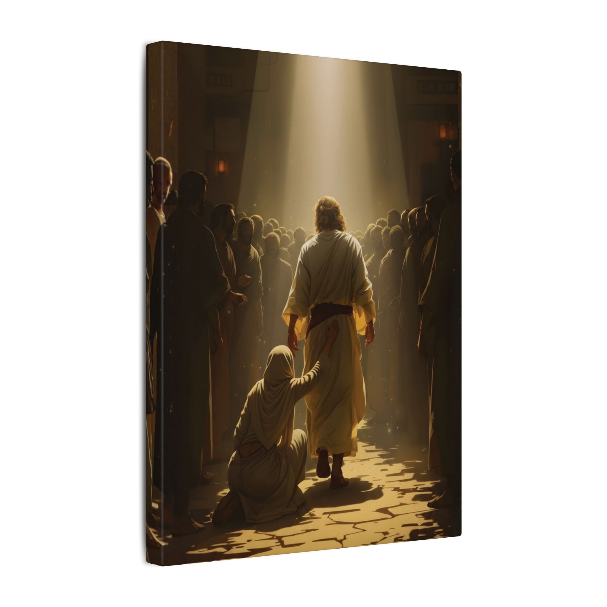 'The Bleeding Woman Touches Jesus' Matte Stretched Wall Art