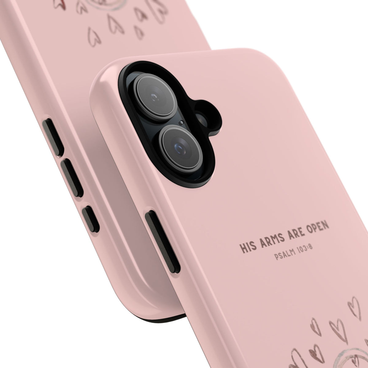 Christelijk telefoonhoesje Zijn armen staan open roze mat