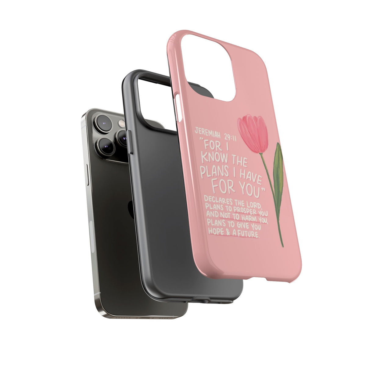 Christelijk telefoonhoesje Ik ken de plannen roze mat