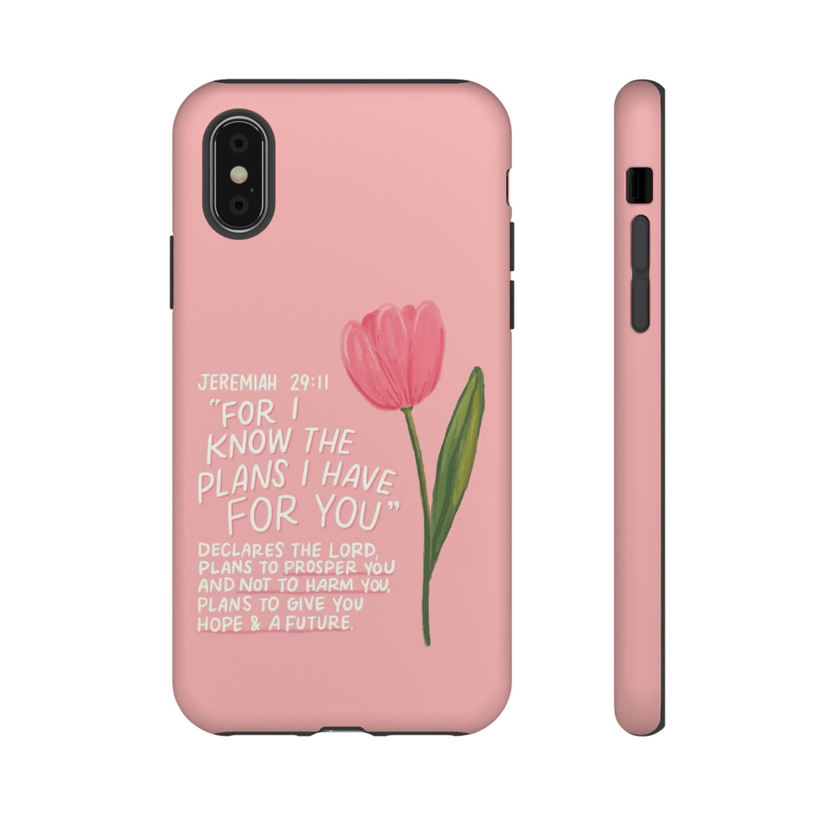 Christelijk telefoonhoesje Ik ken de plannen roze mat