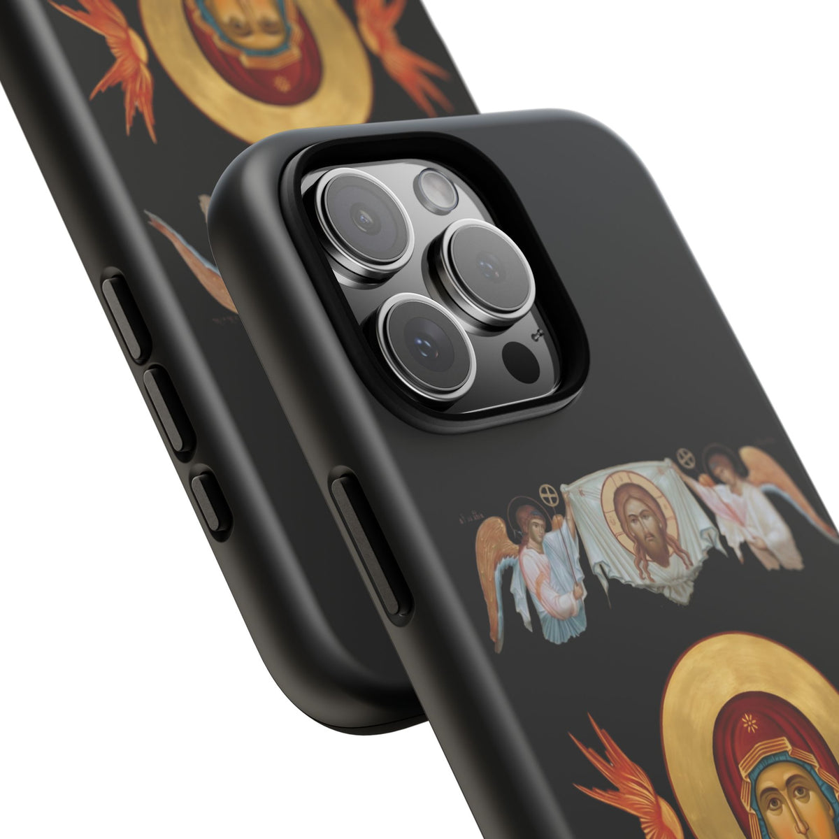 Christelijk telefoonhoesje De Heilige Maagd Maria zwart mat