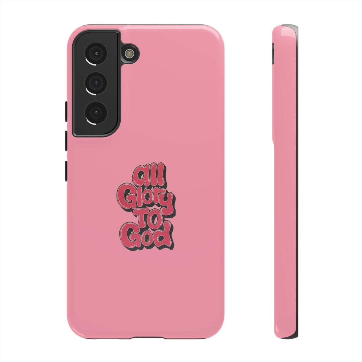 Christelijk telefoonhoesje Alle eer aan God roze mat