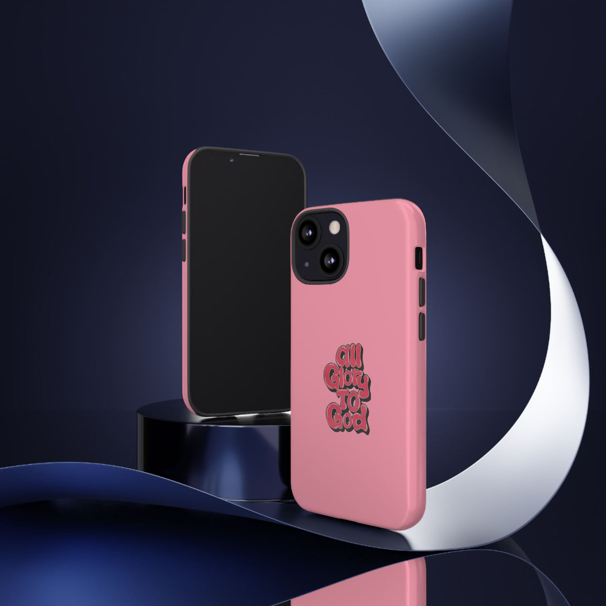 Christelijk telefoonhoesje Alle eer aan God roze mat