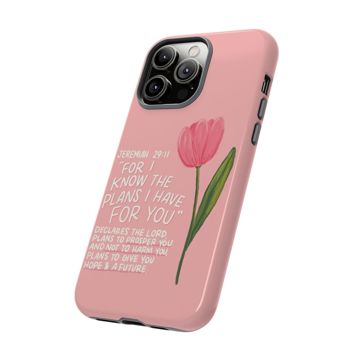 Christelijk telefoonhoesje Ik ken de plannen roze mat