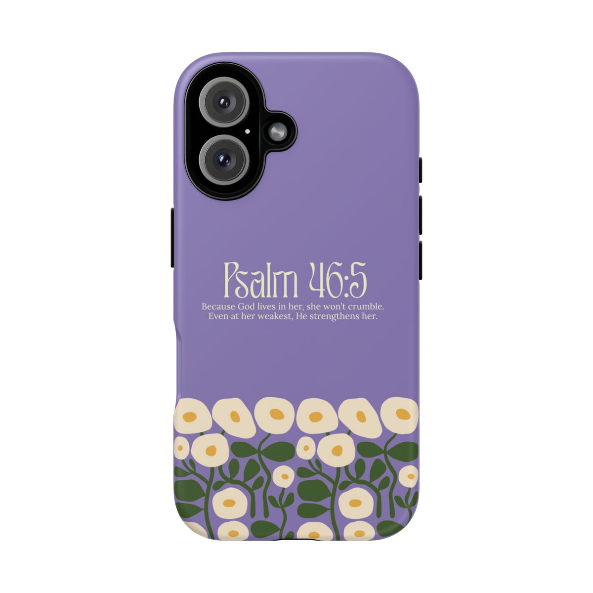 Christelijk telefoonhoesje God woont in haar lila mat