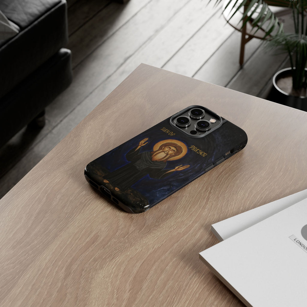 Christelijk telefoonhoesje Paus Cyrillus VI zwart mat