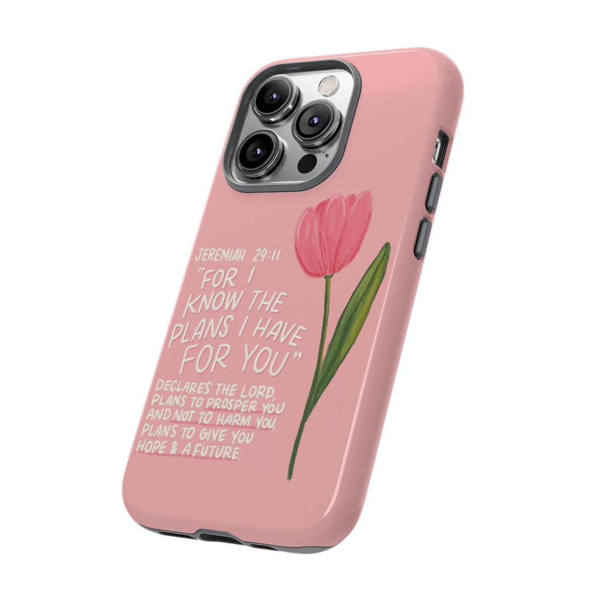 Christelijk telefoonhoesje Ik ken de plannen roze mat