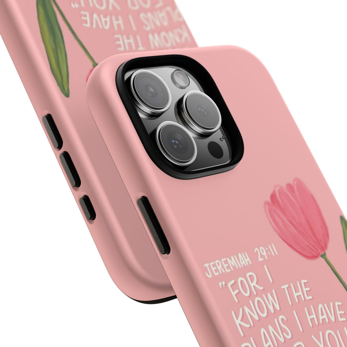 Christelijk telefoonhoesje Ik ken de plannen roze mat