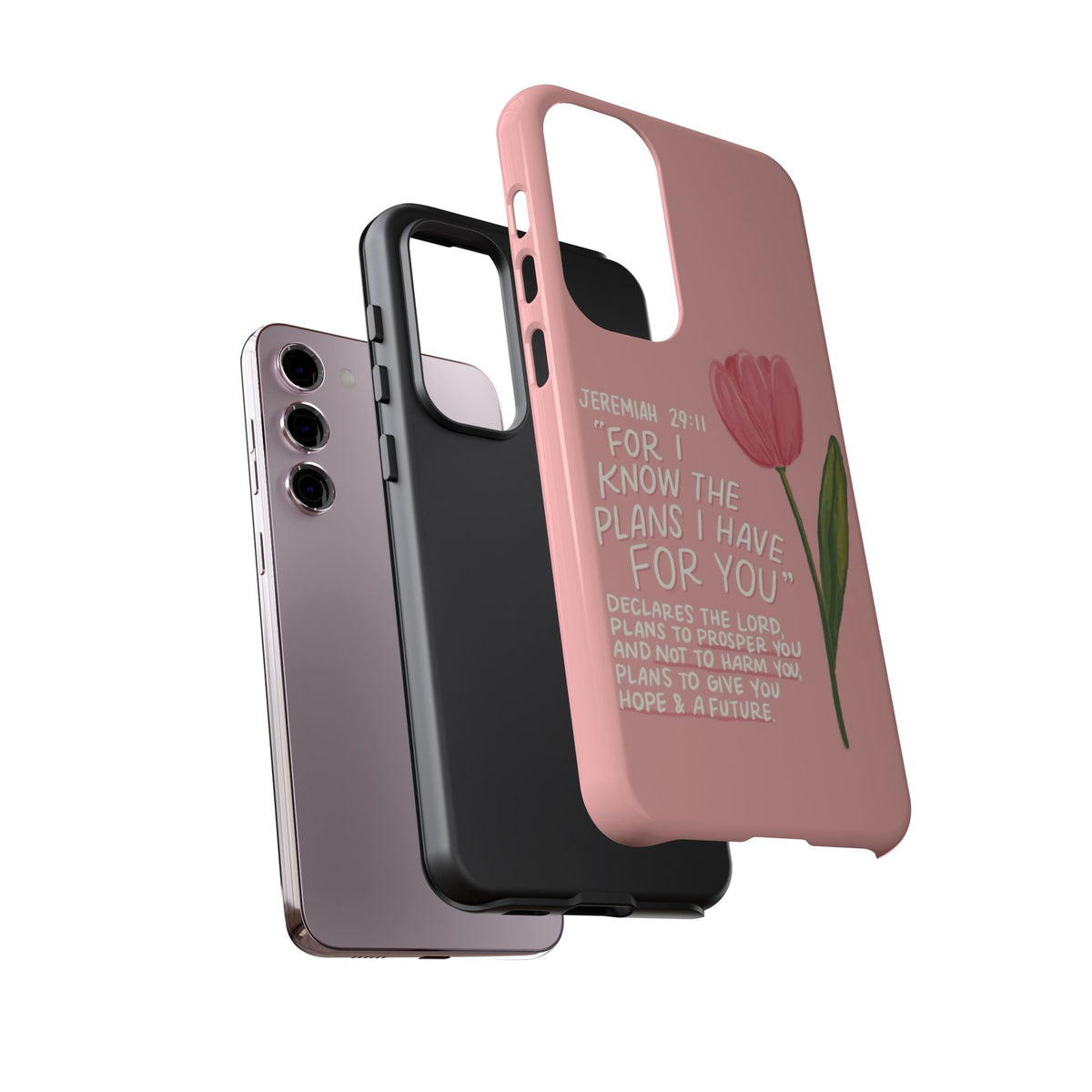 Christelijk telefoonhoesje Ik ken de plannen roze mat
