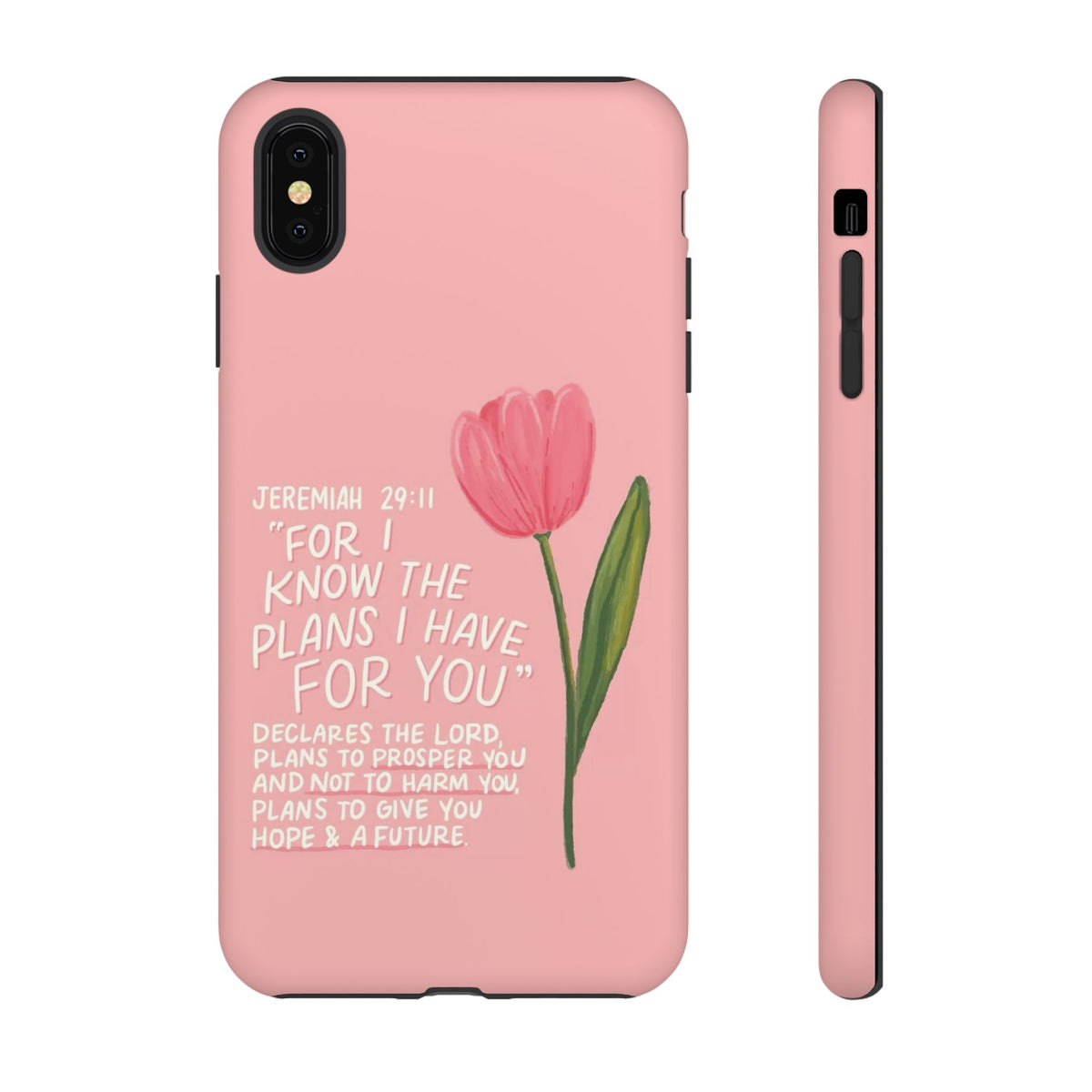 Christelijk telefoonhoesje Ik ken de plannen roze mat