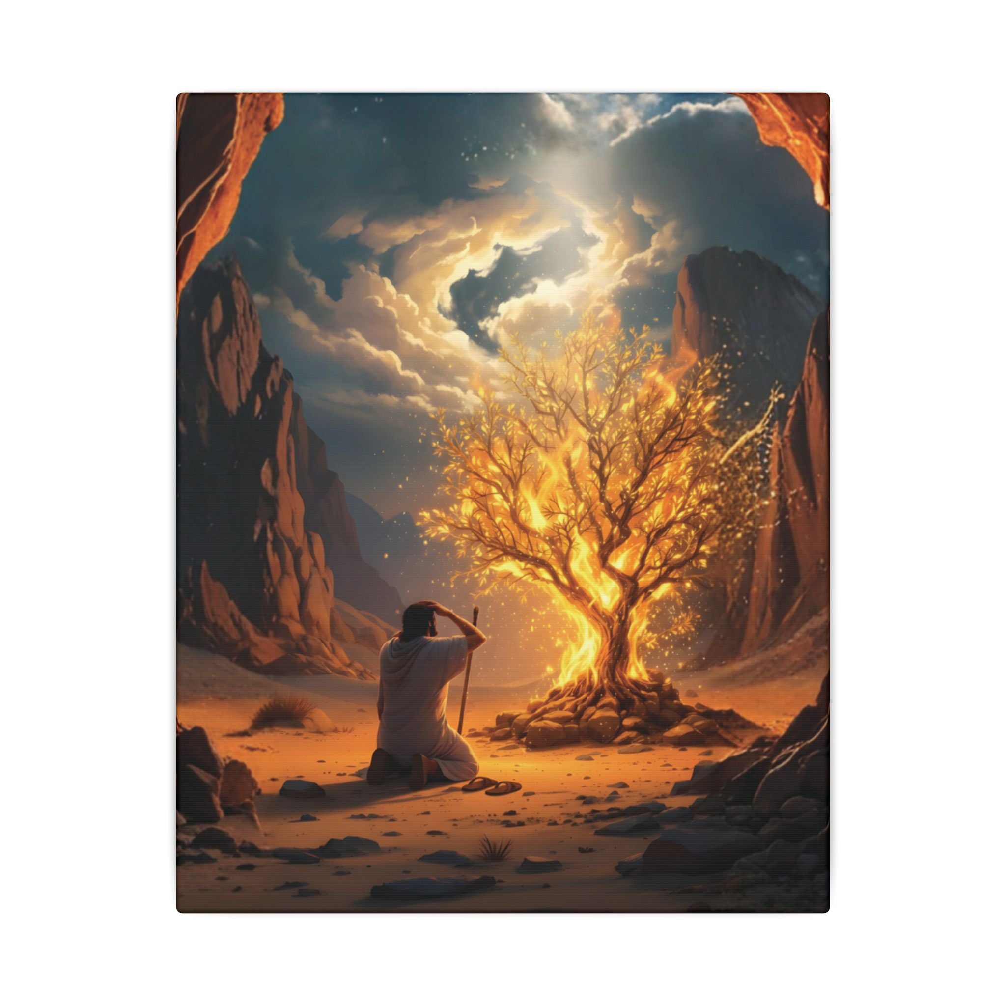 Moses and the Burning Bush' Matte Stretched Wall Art