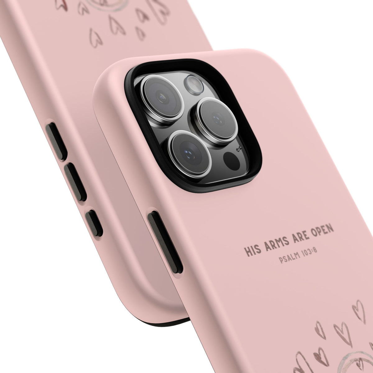 Christelijk telefoonhoesje Zijn armen staan open roze mat