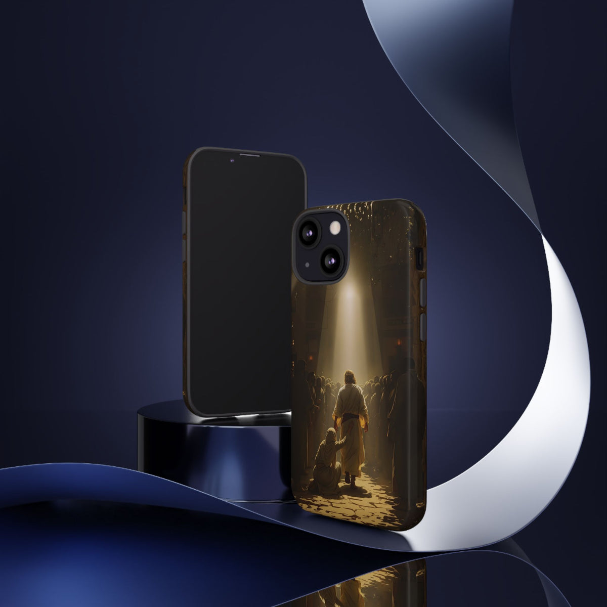 Christelijk telefoonhoesje Aangeraakt door geloof bruin mat