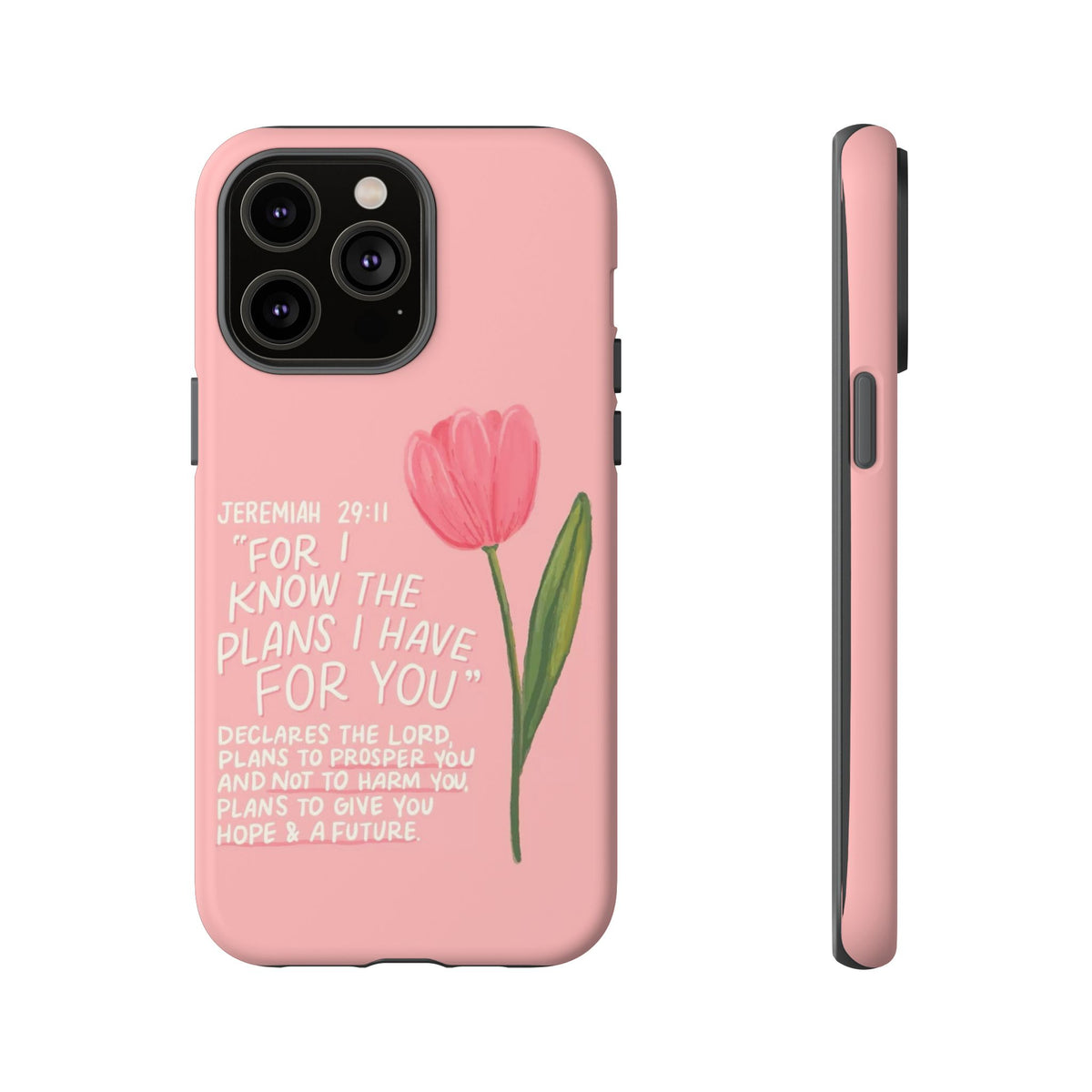Christelijk telefoonhoesje Ik ken de plannen roze mat