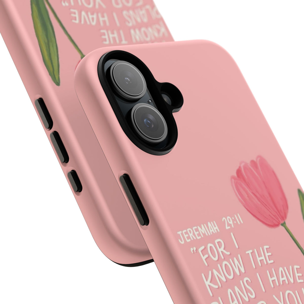 Christelijk telefoonhoesje Ik ken de plannen roze mat