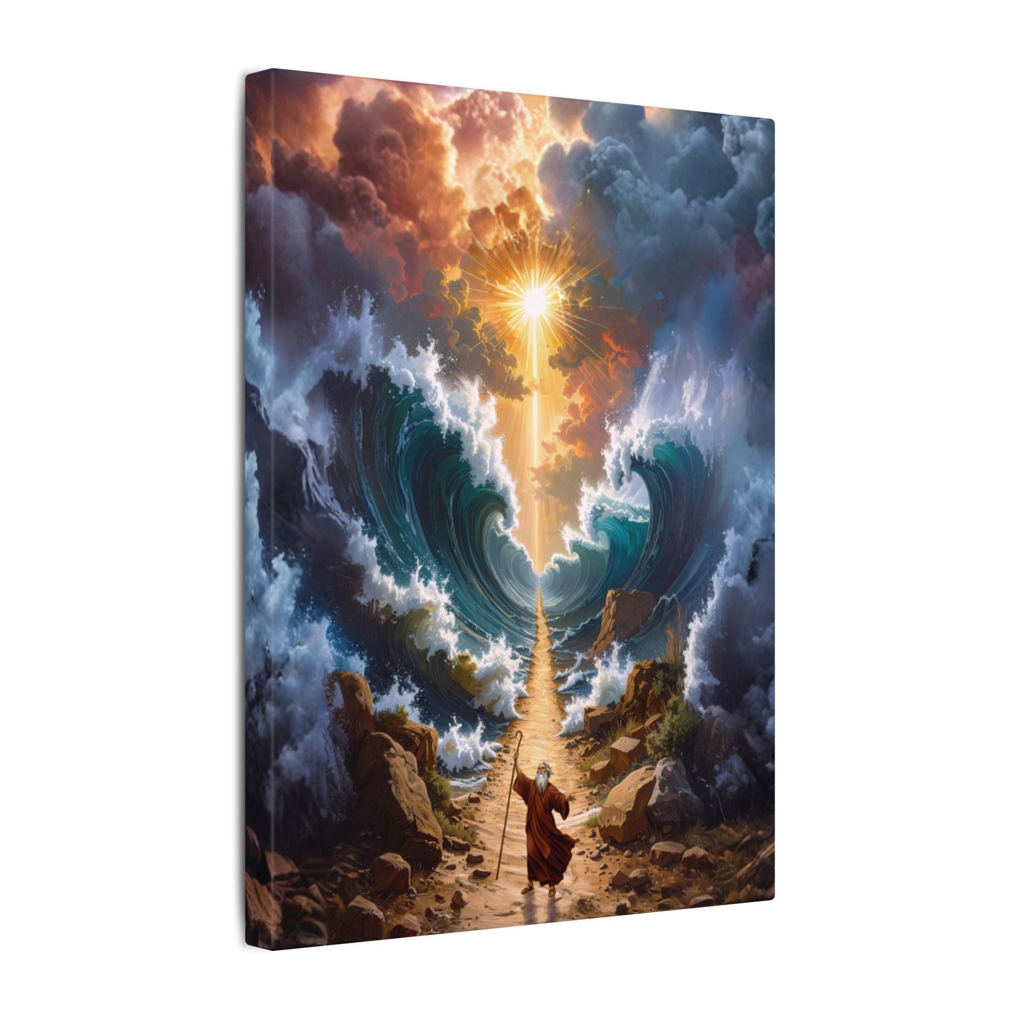 Moses Parting the Red Sea Matte Stretched Wall Art