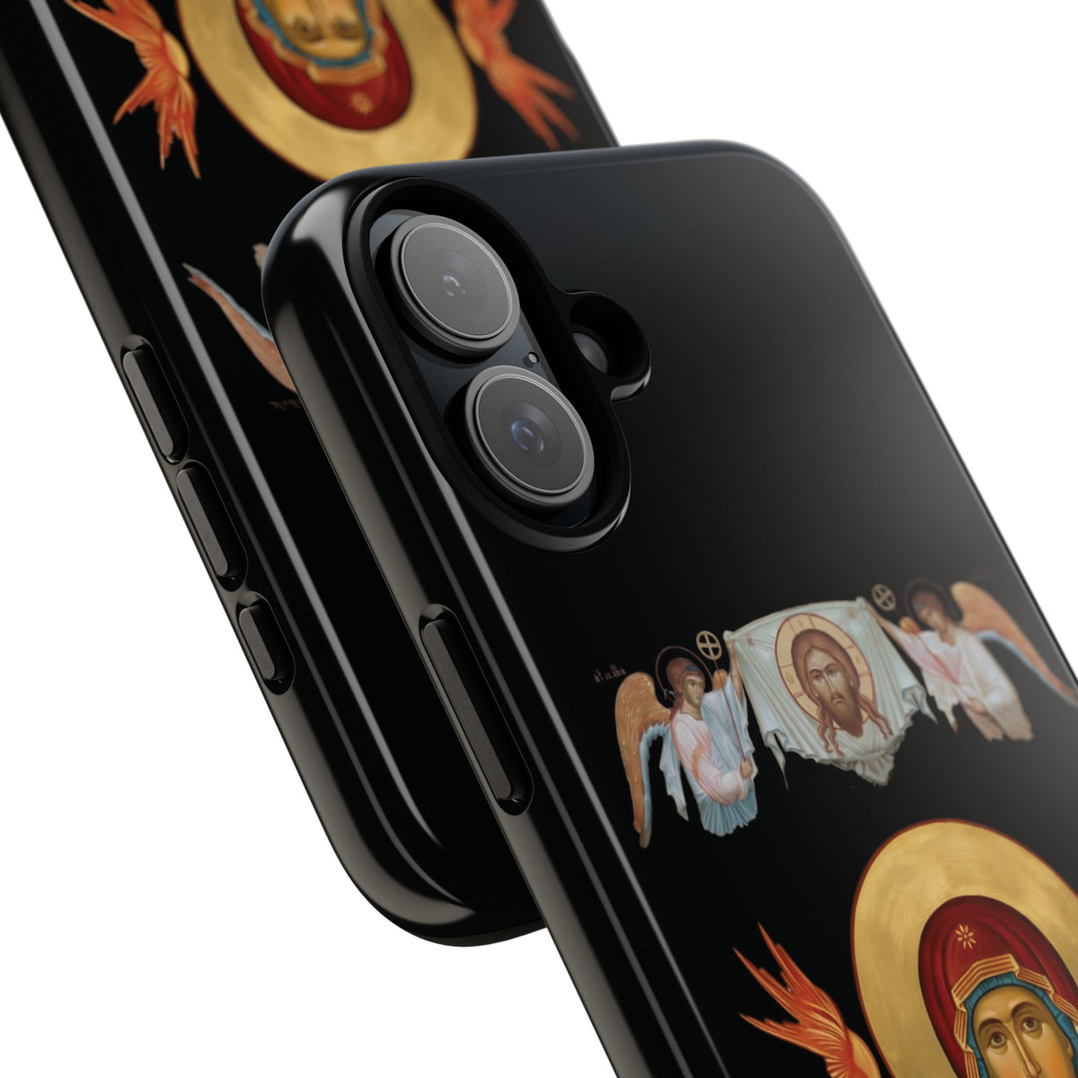 Christelijk telefoonhoesje De Heilige Maagd Maria zwart mat