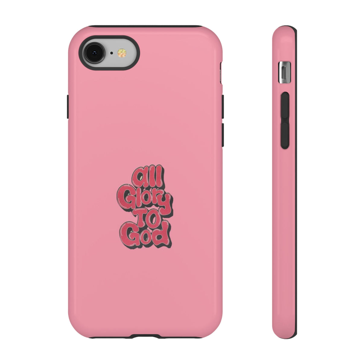 Christelijk telefoonhoesje Alle eer aan God roze mat