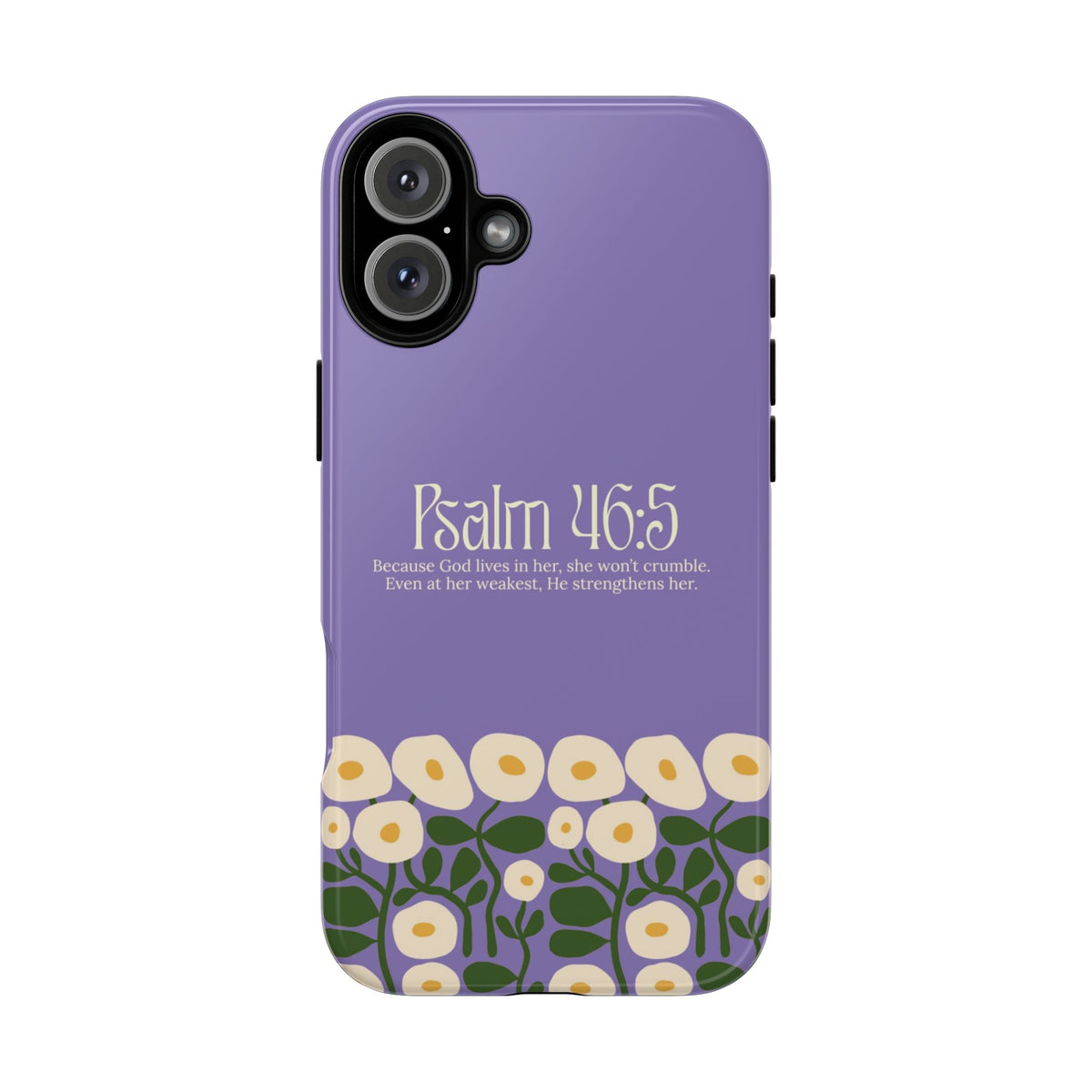 Christelijk telefoonhoesje God woont in haar lila mat