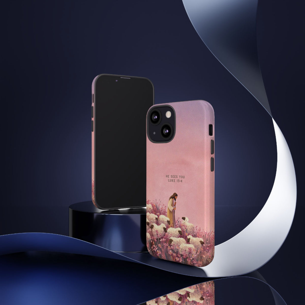 Christelijk telefoonhoesje Hij ziet jou roze mat