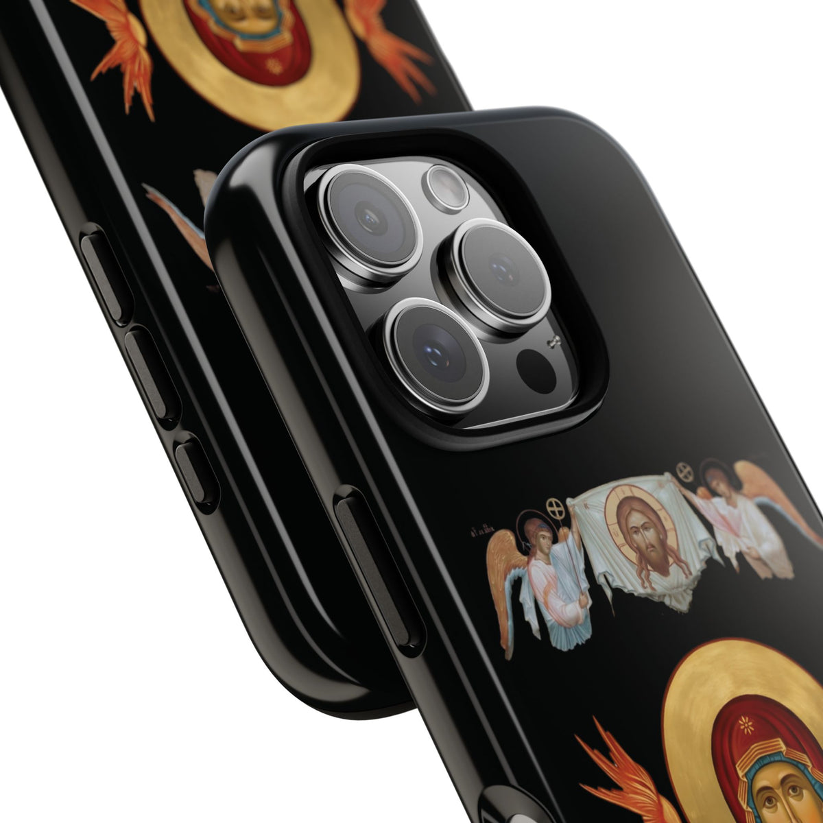 Christelijk telefoonhoesje De Heilige Maagd Maria zwart mat