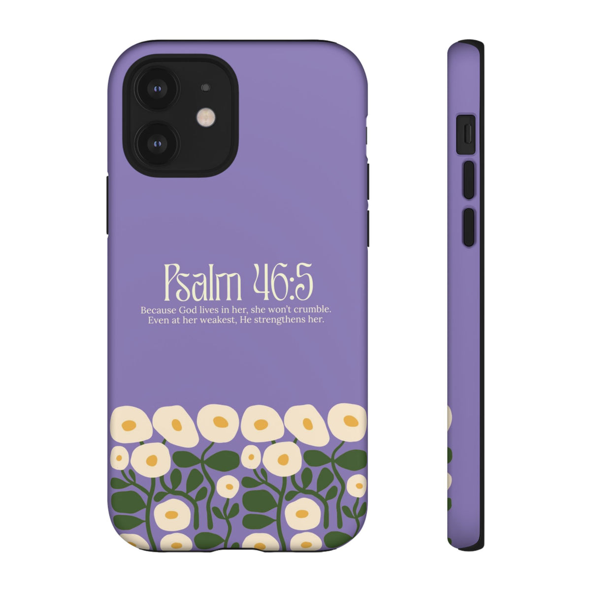 Christelijk telefoonhoesje God woont in haar lila mat