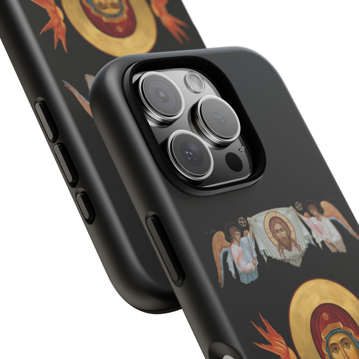 Christelijk telefoonhoesje De Heilige Maagd Maria zwart mat