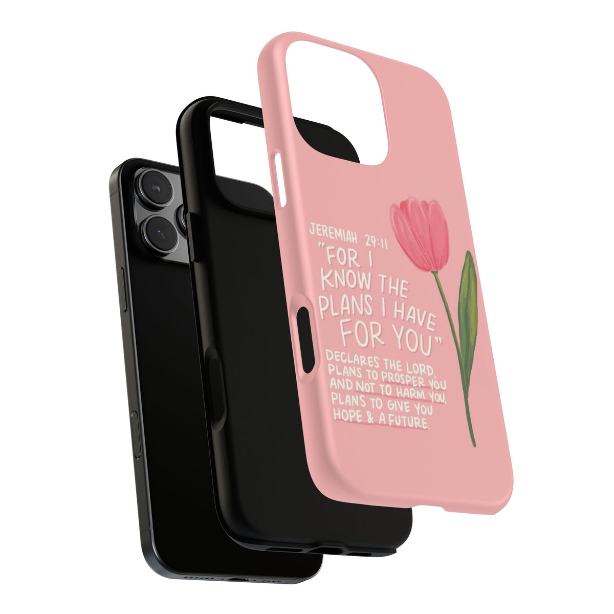 Christelijk telefoonhoesje Ik ken de plannen roze mat