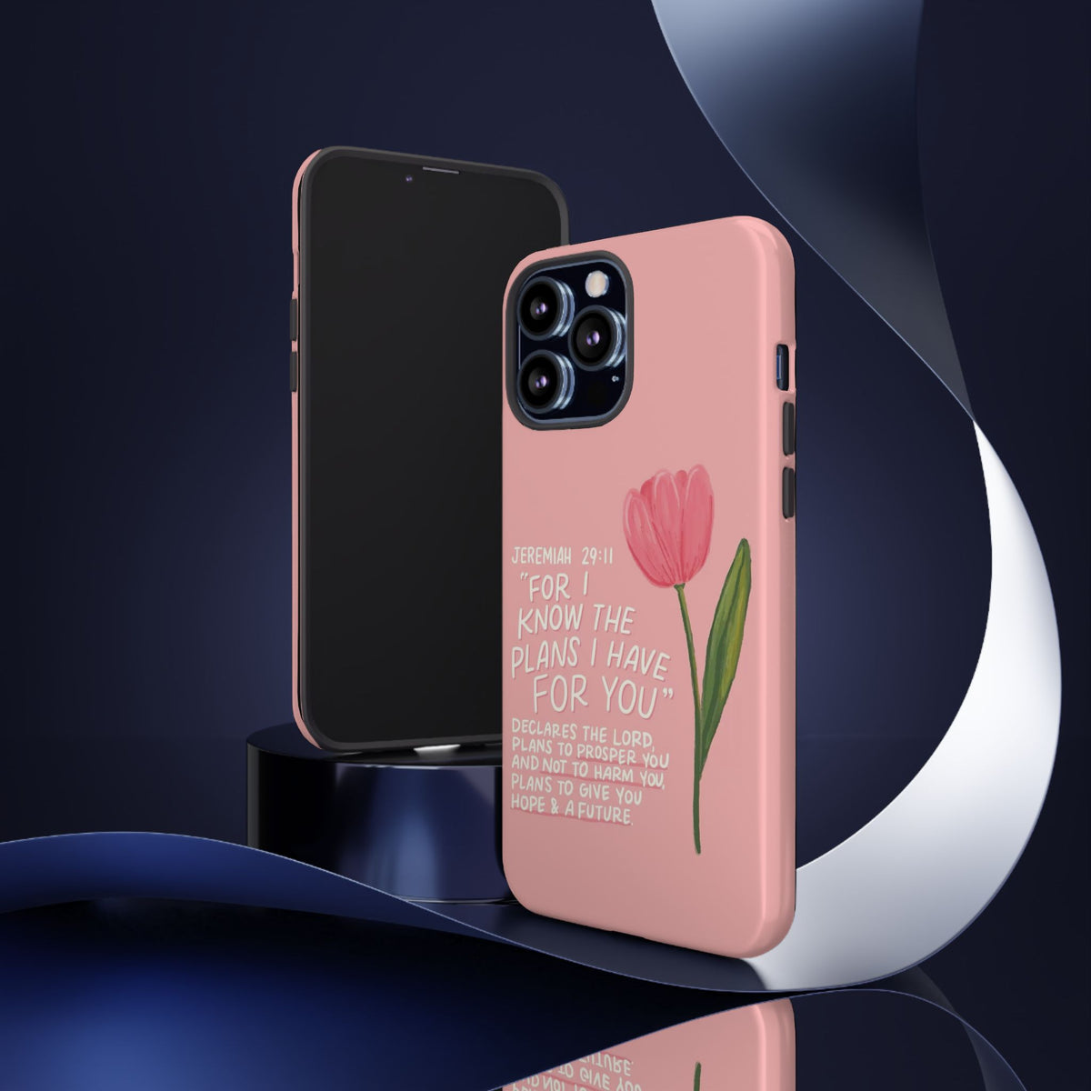 Christelijk telefoonhoesje Ik ken de plannen roze mat