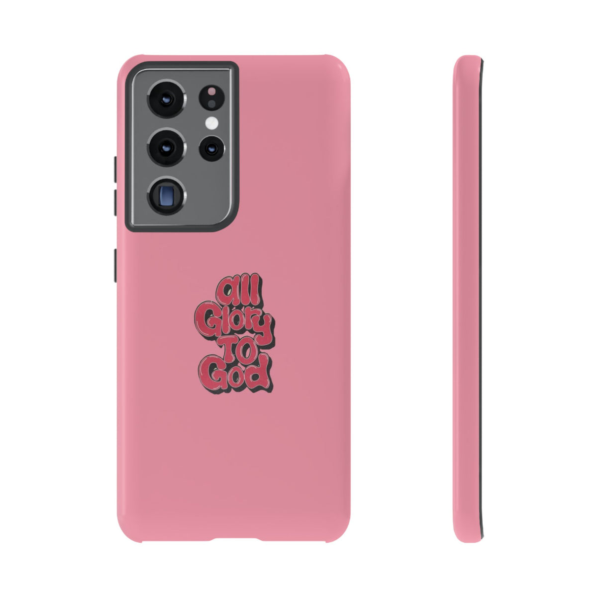 Christelijk telefoonhoesje Alle eer aan God roze mat