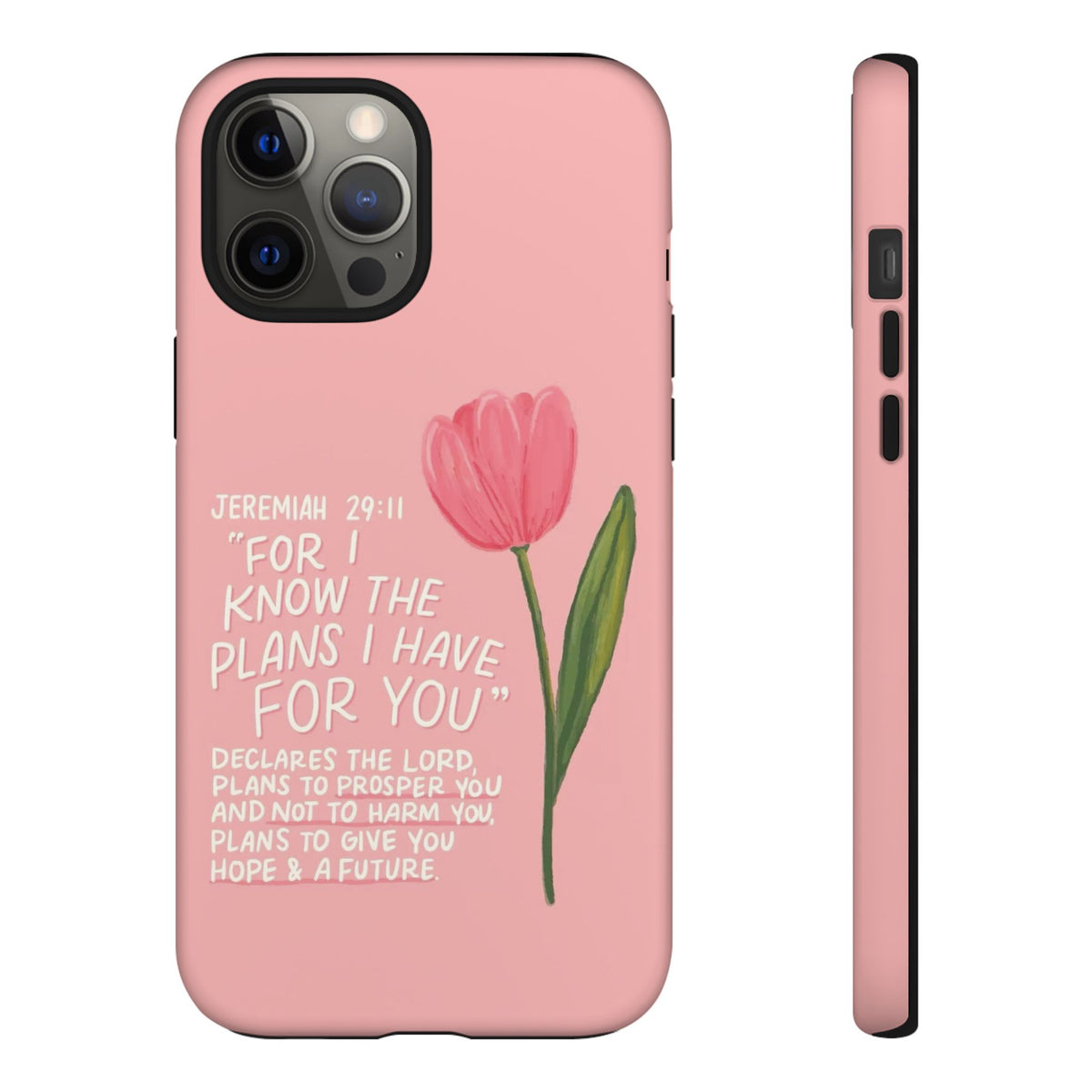 Christelijk telefoonhoesje Ik ken de plannen roze mat