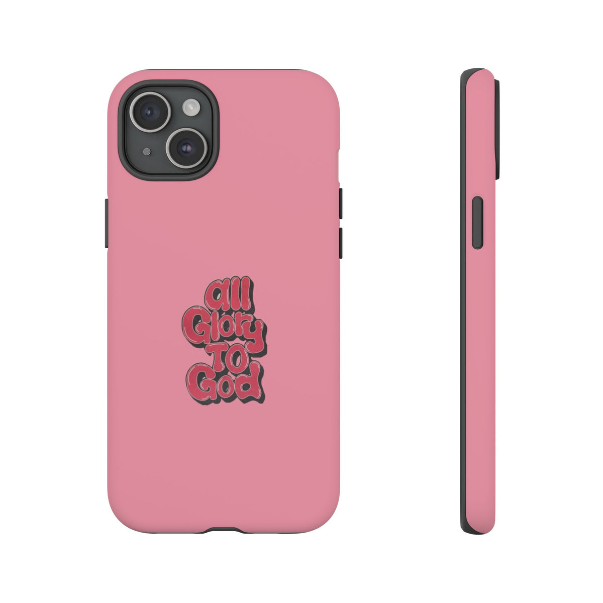 Christelijk telefoonhoesje Alle eer aan God roze mat
