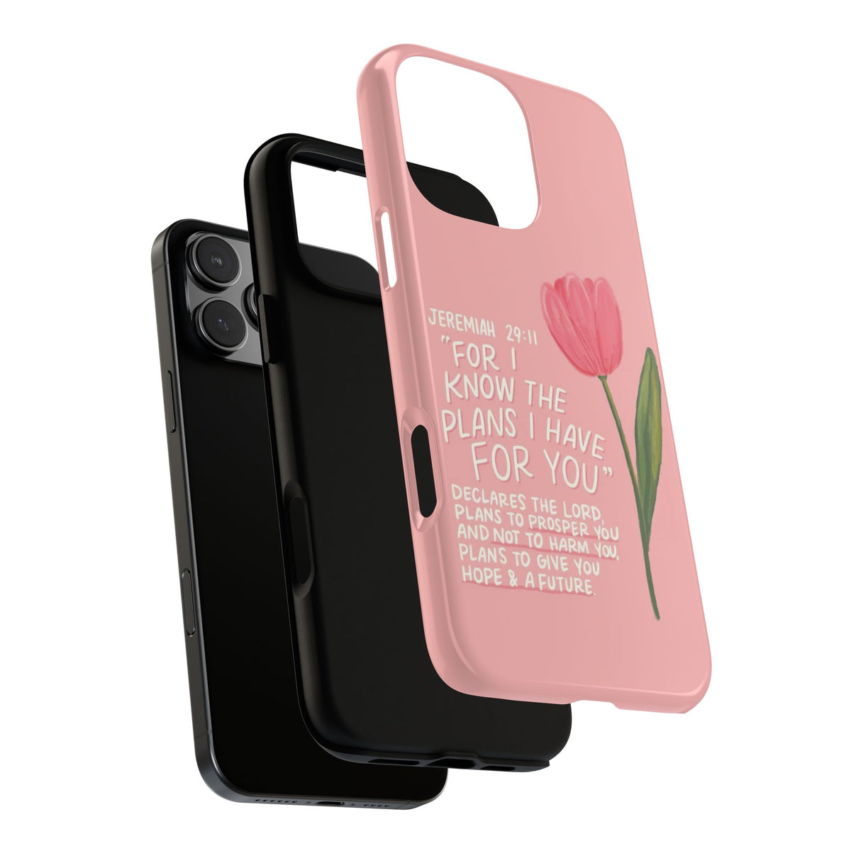 Christelijk telefoonhoesje Ik ken de plannen roze mat