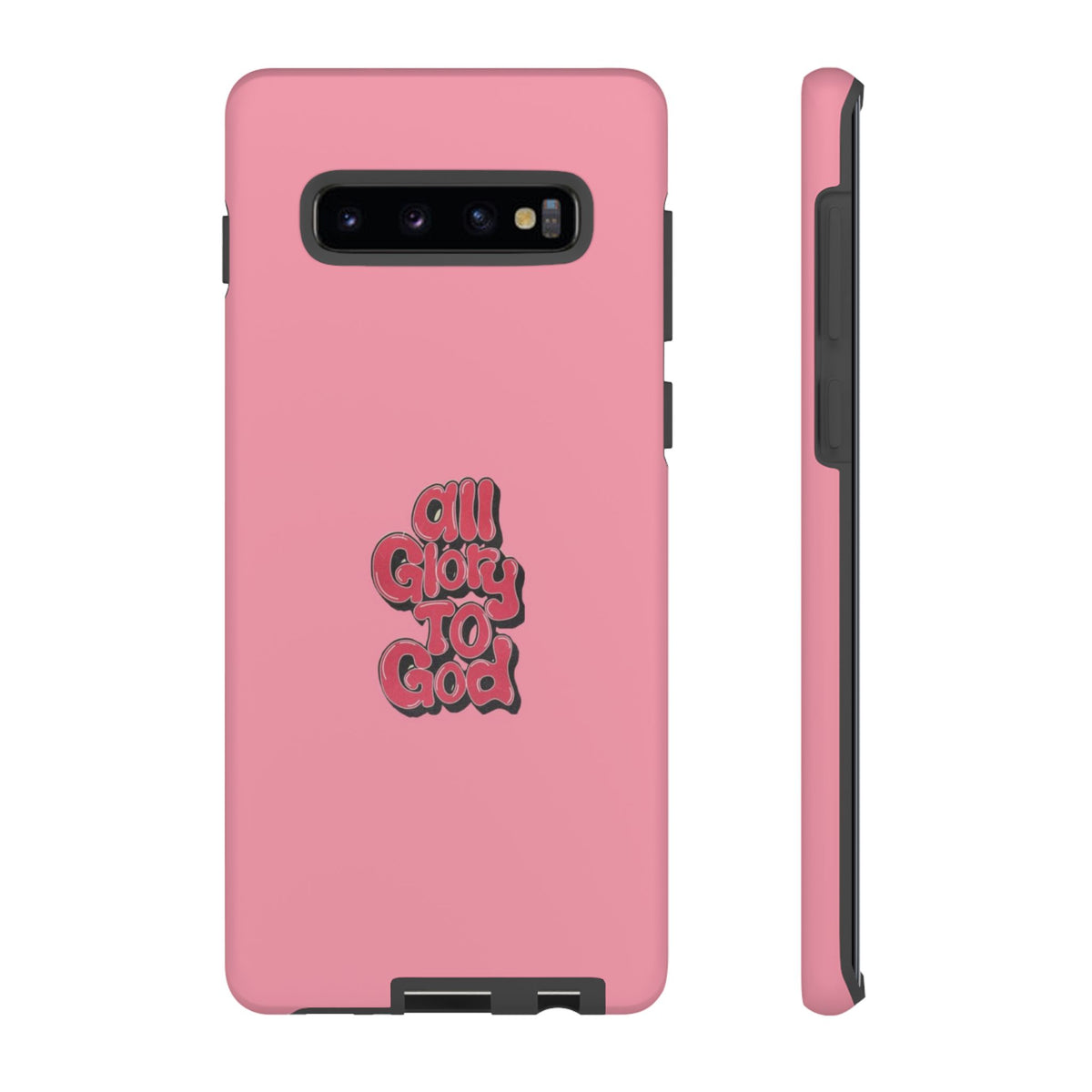 Christelijk telefoonhoesje Alle eer aan God roze mat