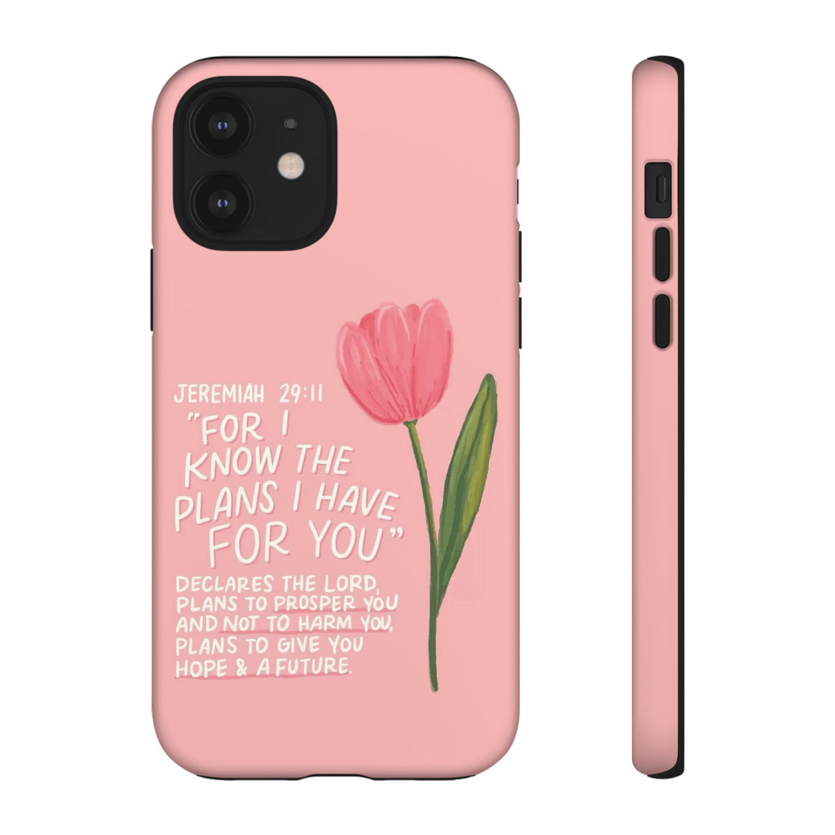 Christelijk telefoonhoesje Ik ken de plannen roze mat