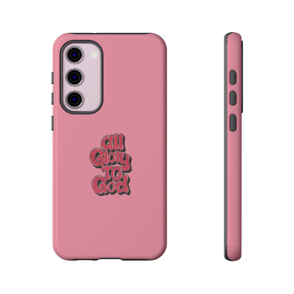 Christelijk telefoonhoesje Alle eer aan God roze mat
