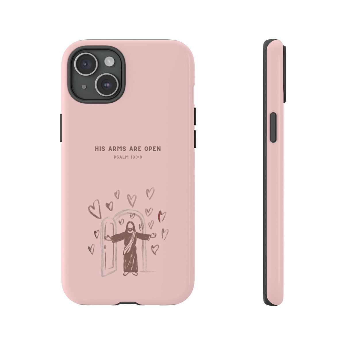Christelijk telefoonhoesje Zijn armen staan open roze mat