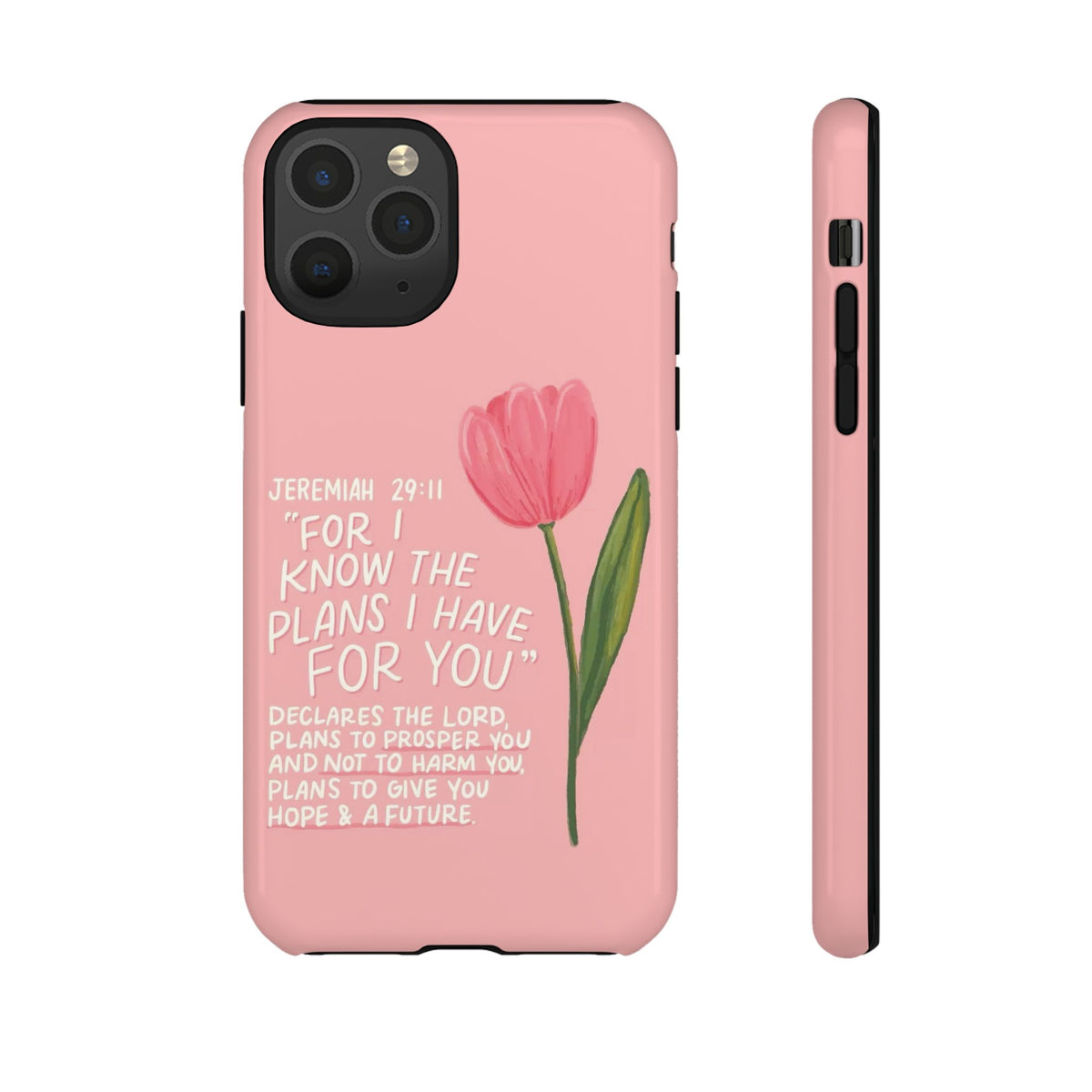 Christelijk telefoonhoesje Ik ken de plannen roze mat