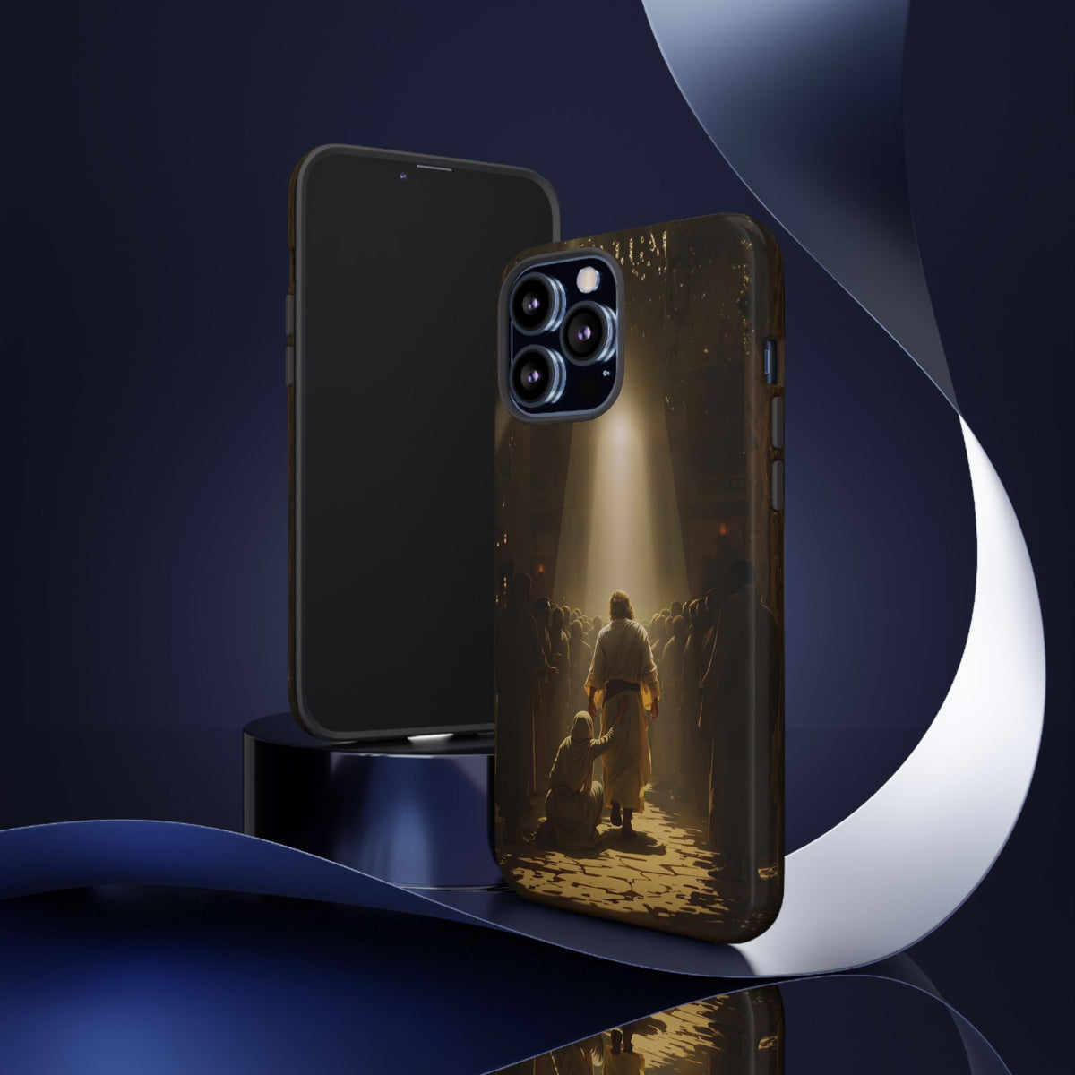 Christelijk telefoonhoesje Aangeraakt door geloof bruin mat