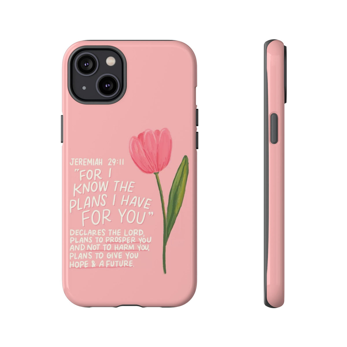Christelijk telefoonhoesje Ik ken de plannen roze mat