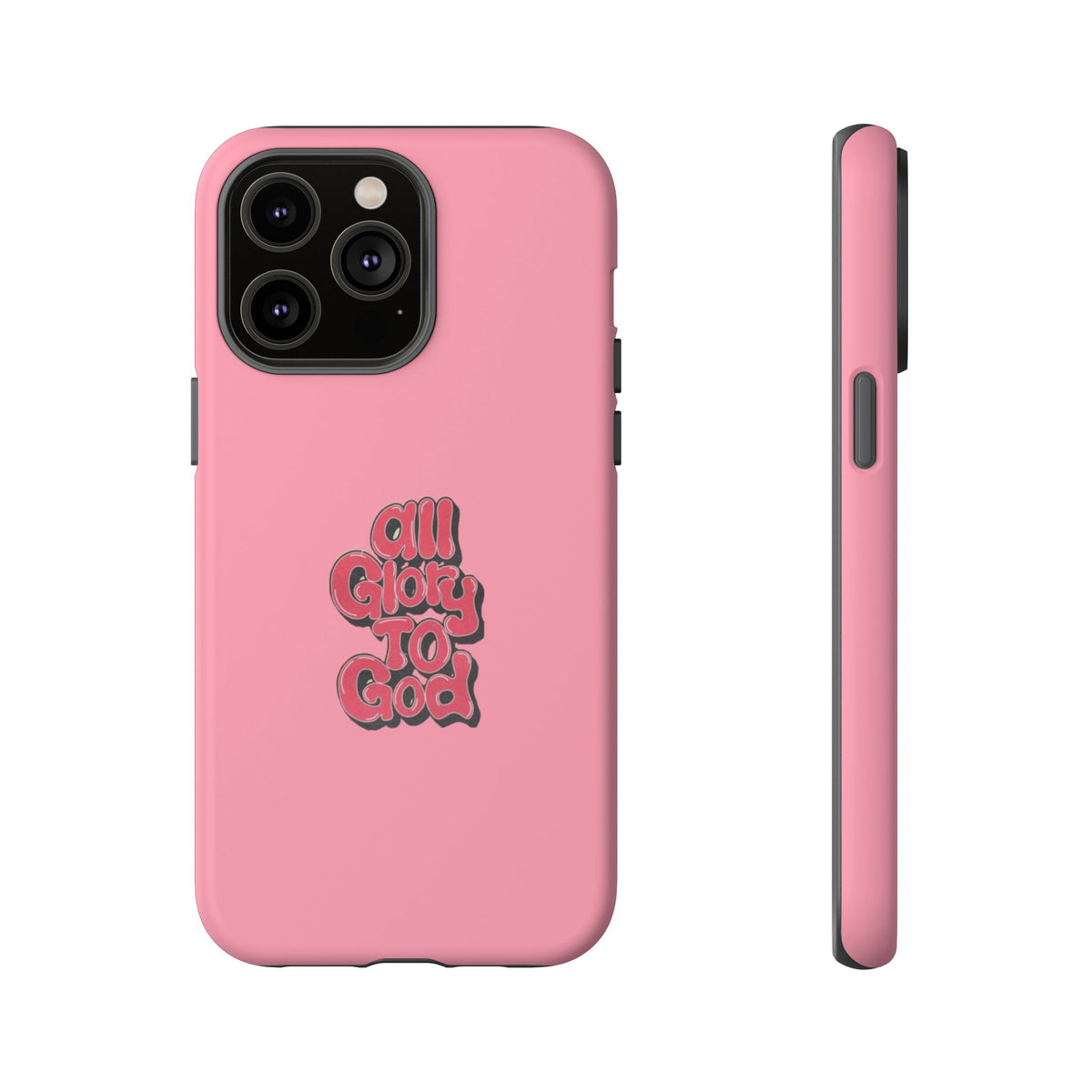 Christelijk telefoonhoesje Alle eer aan God roze mat