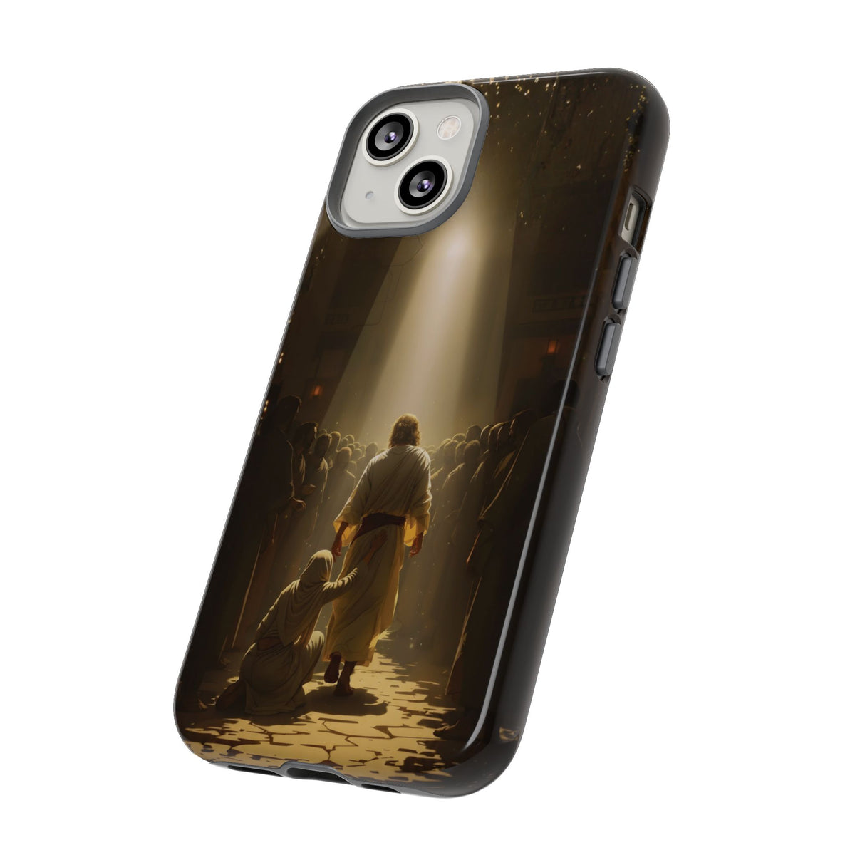 Christelijk telefoonhoesje Aangeraakt door geloof bruin mat