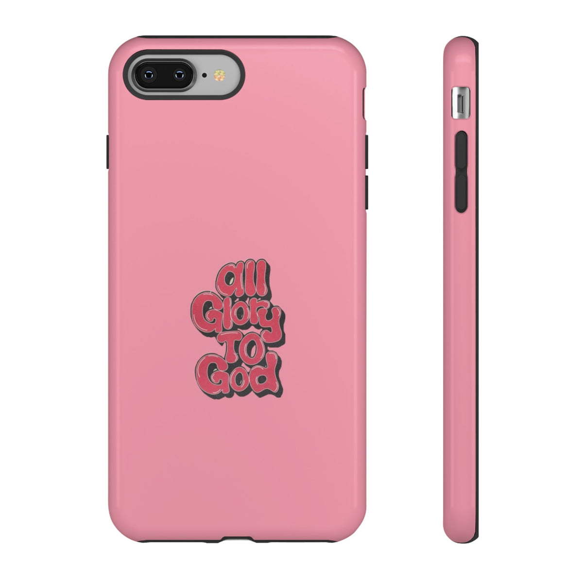 Christelijk telefoonhoesje Alle eer aan God roze mat
