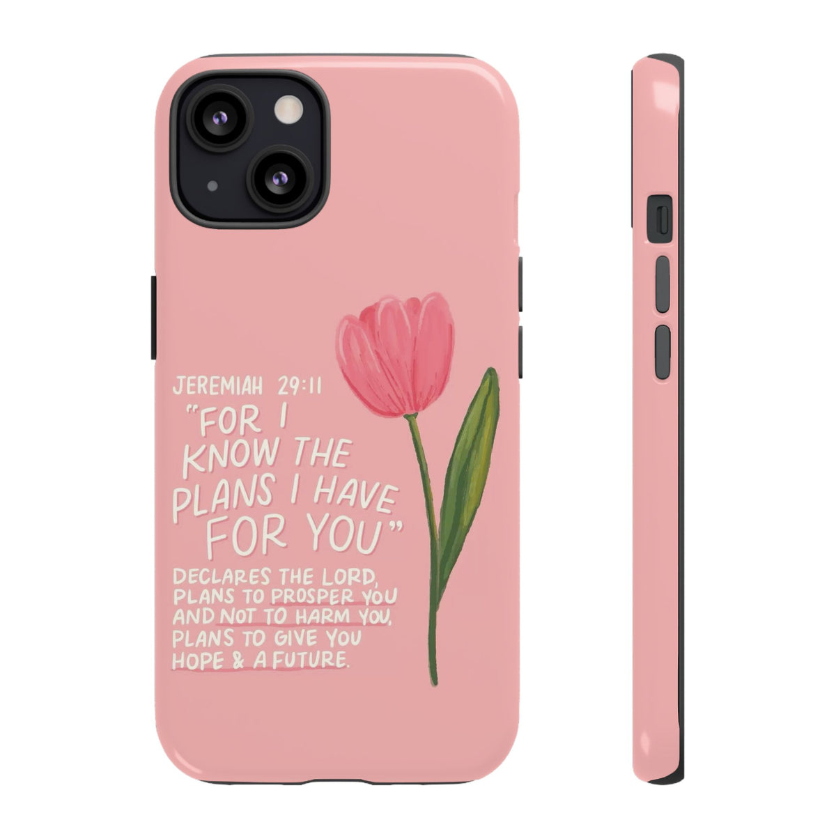Christelijk telefoonhoesje Ik ken de plannen roze mat